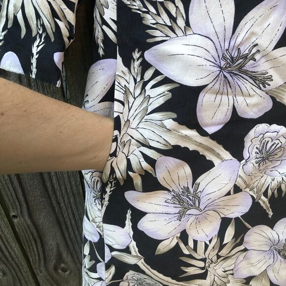 Dana Buchman 100% Silk Floral Jacket Size 8 Black White Snap Closure - Picture 15 of 16